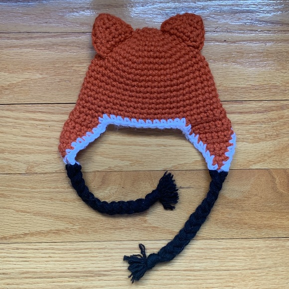 Baby Fox Crocheted Hat Handmade Infant Cap Costume Ears Crochet Craft Newborn - Picture 4 of 11